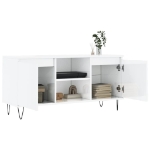 Mobile Porta TV Bianco Lucido 104x35x50 cm in Legno Multistrato