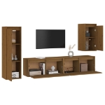 Mobili Porta TV 4 pz Miele in Legno Massello di Pino