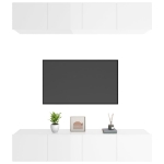 Mobili TV 4 pz Bianco Lucido 80x30x30 cm in Legno Multistrato