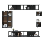 Set Mobili Porta TV 8pz Nero in Legno Multistrato