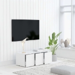Mobile Porta TV Bianco Lucido 80x34x30 cm in Legno Multistrato