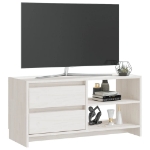 Mobile Porta TV Bianco 80x31x39 cm in Legno Massello di Pino