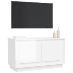 Mobile Porta TV Bianco Lucido 80x35x45 cm in Legno Multistrato