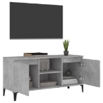 Mobile TV con Gambe in Metallo Grigio Cemento 103,5x35x50 cm