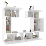 Set di Mobili Porta TV 6 pz Bianco Lucido in Legno Multistrato