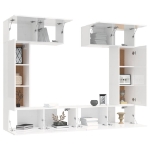 Set di Mobili Porta TV 6 pz Bianco Lucido in Legno Multistrato