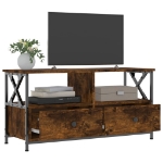 Mobile TV Rovere Fumo 90x33x45 cm in Legno Multistrato e Ferro