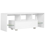 Mobile Porta TV con Luci LED Bianco Lucido 130x35x45 cm