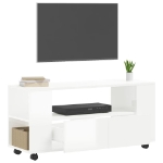 Mobile Porta TV Bianco Lucido 102x34,5x43 cm Legno Multistrato