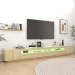 Mobile Porta TV con Luci LED Rovere Sonoma 300x35x40 cm