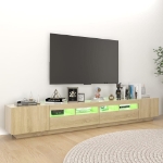 Mobile Porta TV con Luci LED Rovere Sonoma 260x35x40 cm
