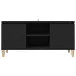 Comodino con Gambe in Legno Massello Nero 103,5x30x50 cm