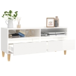 Mobile Porta TV Bianco Lucido 100x34,5x44,5cm Legno Multistrato