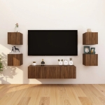 Armadietto TV Montato a Parete Rovere Marrone 30,5x30x30 cm