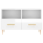 Mobile Porta TV Bianco Lucido 80x36x50 cm in Legno Multistrato