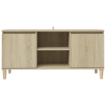 Mobile TV con Gambe in Legno Rovere Sonoma 103,5x30x50 cm