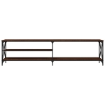 Mobile TV Rovere Marrone 200x40x50cm Legno Multistrato Metallo