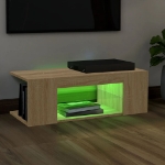 Mobile Porta TV con Luci LED Rovere Sonoma 90x39x30 cm