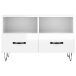 Mobile Porta TV Bianco Lucido 80x36x50 cm in Legno Multistrato