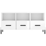 Mobile Porta TV Bianco Lucido 102x36x50 cm in Legno Multistrato