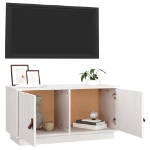 Mobile Porta TV Bianco 80x34x40 cm in Legno Massello di Pino