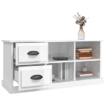 Mobile Porta TV Bianco Lucido 102x35,5x47,5cm Legno Multistrato