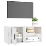 Mobile Porta TV Bianco Lucido 80x31,5x36 cm Legno Multistrato