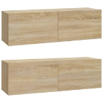 Set di Mobili Porta TV 3 pz Rovere Sonoma in Legno Multistrato