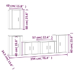 Set Mobili Porta TV 5 pz Rovere Marrone in Legno Multistrato