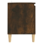 Mobile TV con Gambe in Legno Massello Rovere Fumo 103,5x35x50cm