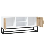 Mobile Porta TV Bianco 105x30x45cm in Legno Multistrato e Ferro