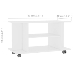 Mobile TV con Ruote Bianco 80x40x40 cm in Legno Multistrato