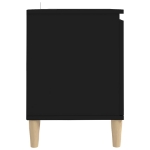 Comodino con Gambe in Legno Massello Nero 103,5x30x50 cm