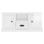 Mobile Porta TV Bianco Lucido 100x35,5x45 cm Legno Multistrato