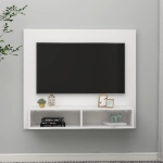 Mobile TV a Muro Bianco 102x23,5x90 cm in Legno Multistrato