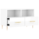 Mobile Porta TV Bianco Lucido 80x36x50 cm in Legno Multistrato