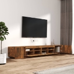 Set Mobili TV 3pz con Luci LED Rovere Fumo in Legno Multistrato