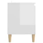 Mobile TV con Gambe Legno Massello Bianco Lucido 103,5x35x50 cm