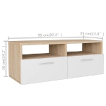 Mobili TV 2 pz in Legno Multistrato 95x35x36 cm Rovere e Bianco