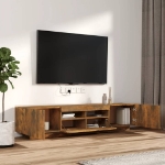 Set Mobili TV 2pz con Luci LED Rovere Fumo in Legno Multistrato