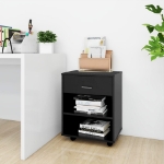 Mobiletto con Rotelle Nero 46x36x59 cm in Truciolato