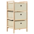 Scaffale con 3 Cesti in Tessuto in Legno di Cedro Beige