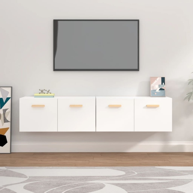 Mobili Parete 2 pz Bianco 80x35x36,5cm Legno Multistrato