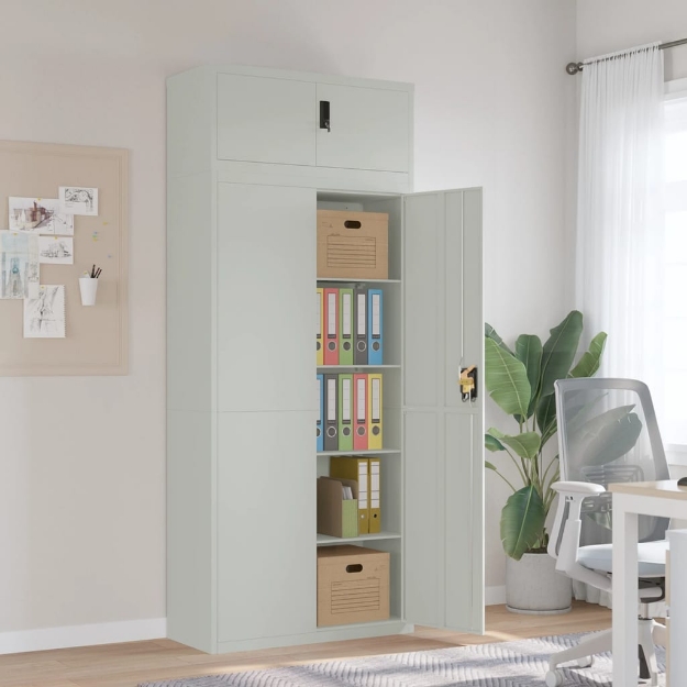 Armadio Classificatore Grigio Chiaro 90x40x220 cm in Acciaio