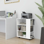 Mobiletto con Rotelle Bianco 60x35x75cm in Legno Ingegnerizzato