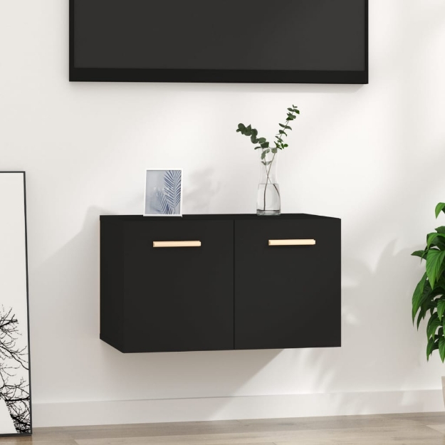 Mobile a Parete Nero 60x36,5x35 cm in Legno Multistrato