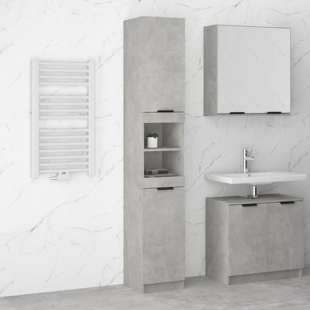 Mobile da Bagno Grigio Cemento 32x34x188,5 cm Legno Multistrato