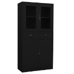 Armadio per Ufficio Nero 90x40x180 cm in Acciaio e Vetro