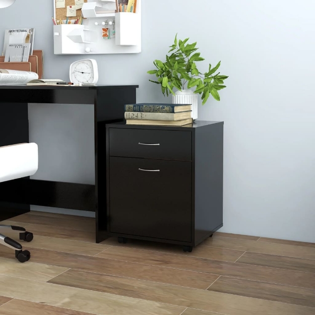 Mobiletto con Rotelle Nero 45x38x54 cm in Truciolato