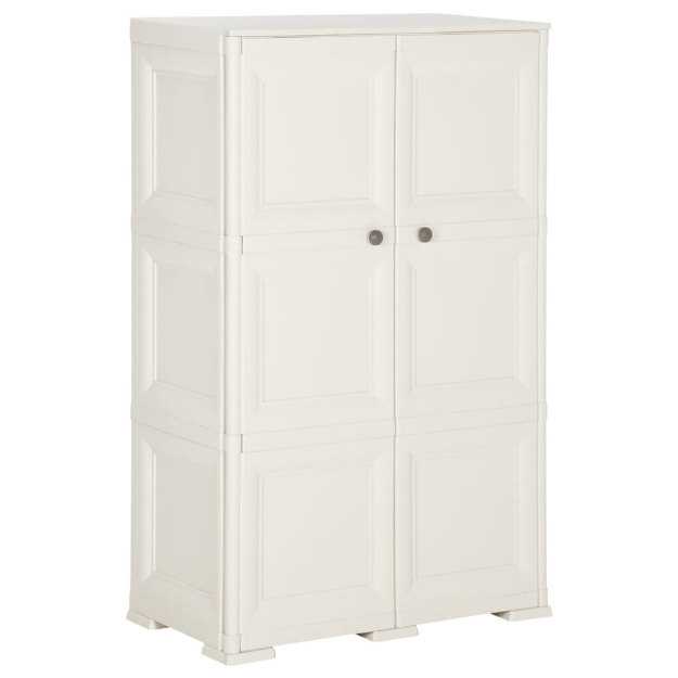Armadietto in Plastica 79x43x125 cm Effetto Legno Bianco Angora
